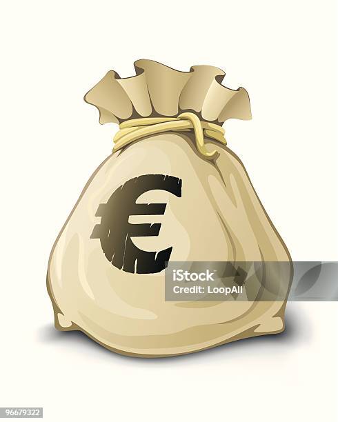 De Saco Com Euro Dinheiro Isolado - Arte vetorial de stock e mais imagens de Atividade bancária - Atividade bancária, Cheio, Contente