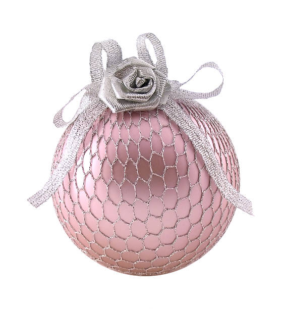 rosa con sfera in argento albero di natale - pink christmas christmas ornament sphere foto e immagini stock