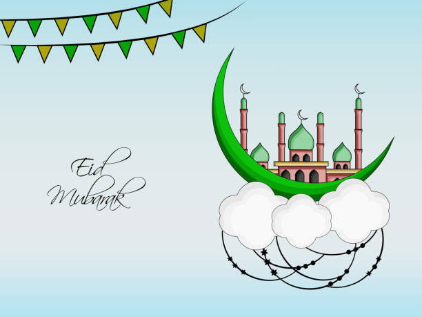 ilustraciones, imágenes clip art, dibujos animados e iconos de stock de ilustración de fondo para el festival musulmán eid - star wishing god child