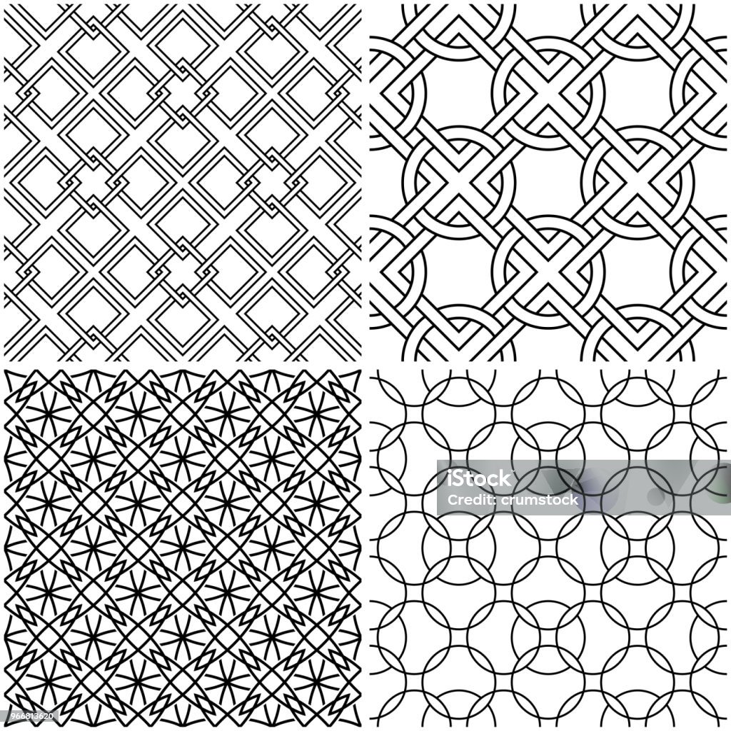 Geometric Patterns Black Elements On White Backgrounds Stock ...