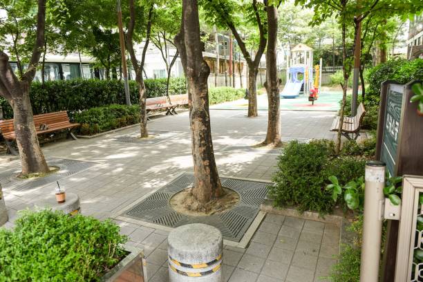playground in common town in seoul, koreaquite park ar morning