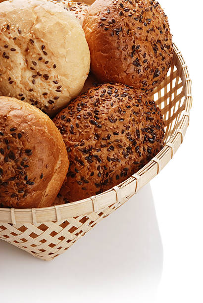 istock Buns with sesame in a woven basket 96681481