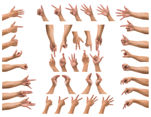 istock Various gesture of Men hand over white background, include clipp 966817926