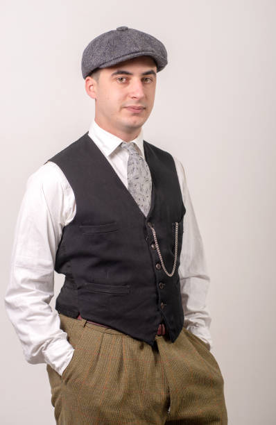 istock a young man in retro clothes with hat, 1940 style 966818100