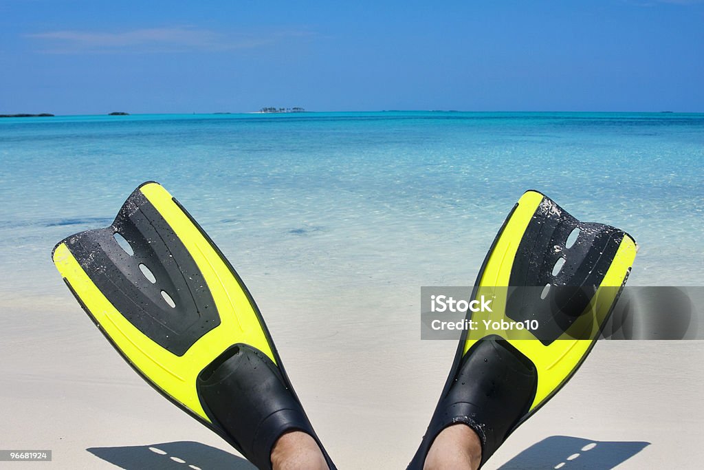 Aletas de buceo de la playa caribeña - Foto de stock de Actividades recreativas libre de derechos