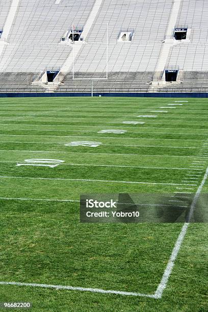 Stadio Di Calcio Verticale - Fotografie stock e altre immagini di Campo da football americano - Campo da football americano, Erba, Colore verde