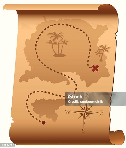 Ilustración de Mapa Del Tesoro y más Vectores Libres de Derechos de Mapa del tesoro - Mapa del tesoro, Vector, Antigualla