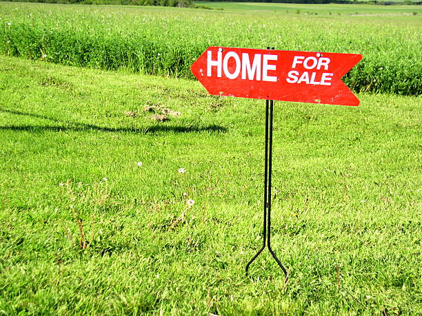 istock Home for sale, pointing sign 96683134