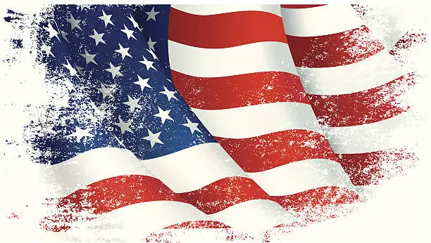 Vector illustration of Vector illustration of a flowing American flag