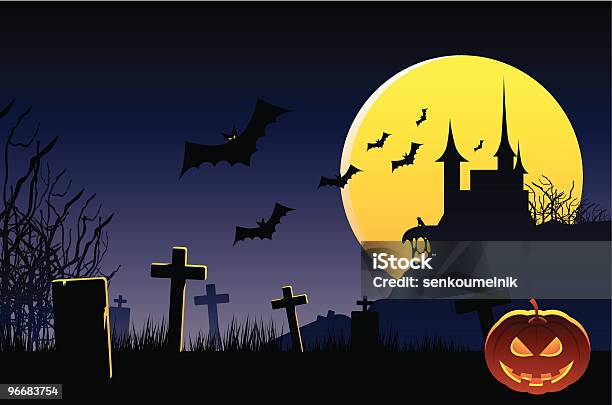 Halloween - Stockowe grafiki wektorowe i więcej obrazów Bez ludzi - Bez ludzi, Ciemny, Cmentarz