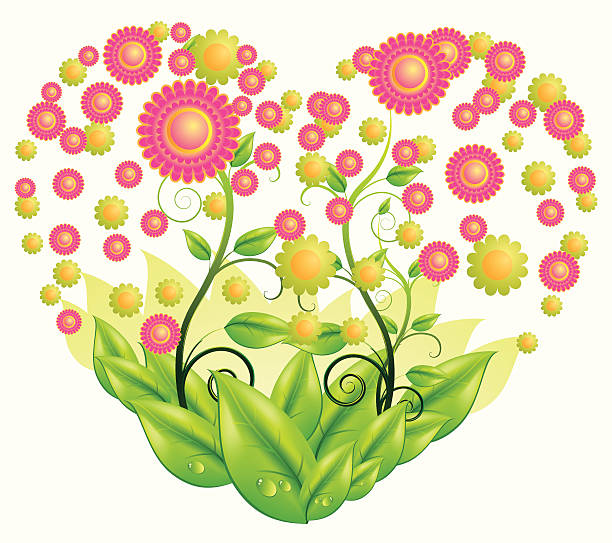 Floral heart vector art illustration