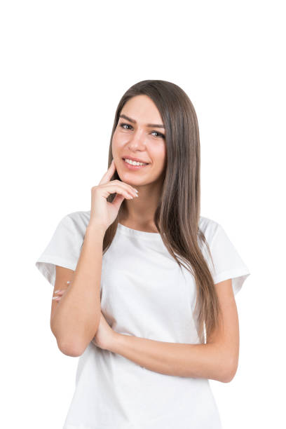 istock Positive young woman portrait, isolated 966846056
