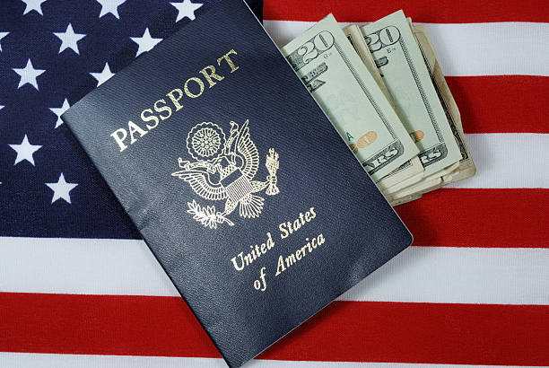 istock American flag, passport, currency 96684803