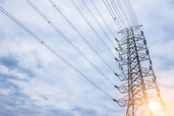 istock Electricity concept. Close up high voltage power lines station. 966851938