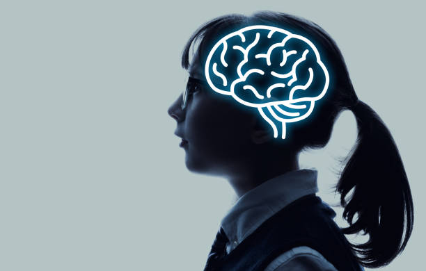 Little child and brain concept.
