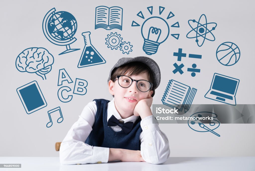 Subjects of school concept. Child Stock Photo