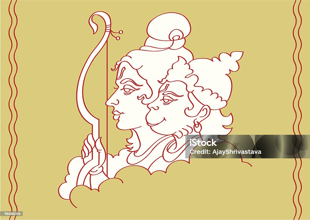 Lord Ram And Hanuman Stock Illustration - Download Image Now - God, Sketch,  Vishnu - iStock