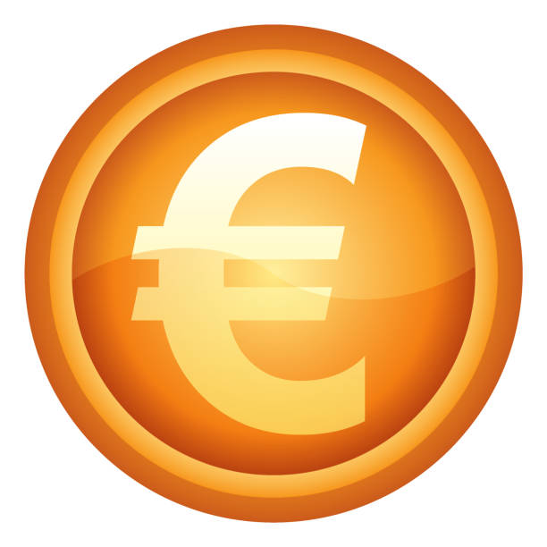 Euro coin Flat design icon Vector of gold colored Euro coin Flat design icon. EPS Ai 10 file format. background of a euro coins stock illustrations