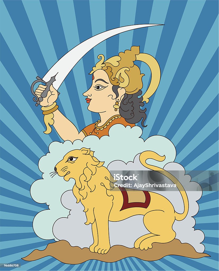Indische Göttin Durga - Lizenzfrei Abstrakt Vektorgrafik