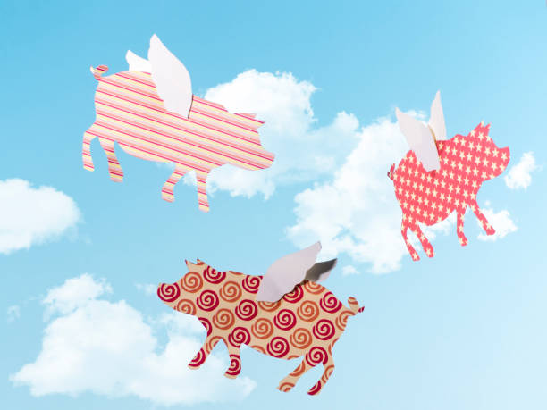 quand les cochons voleront - when pigs fly photos et images de collection