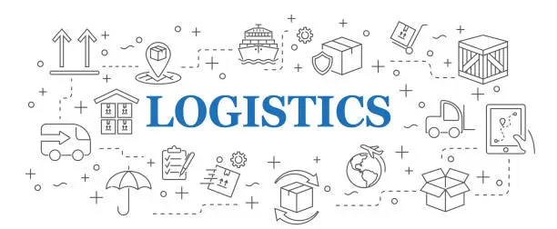 Vector illustration of Logistics. Banner logistics with vector icons