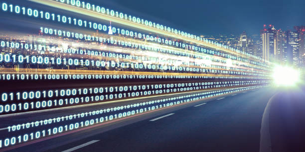 istock Digital signals flying over highway. Digital transformation. Internet of Things. 966873940