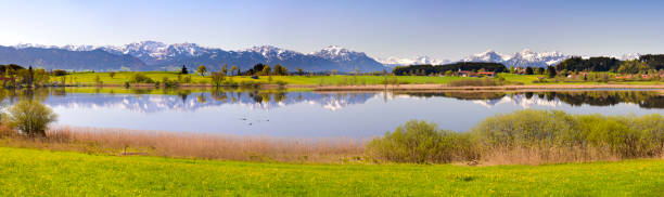 istock panoramic scene with lake Forggensee and mountains in Bavaria 966874850