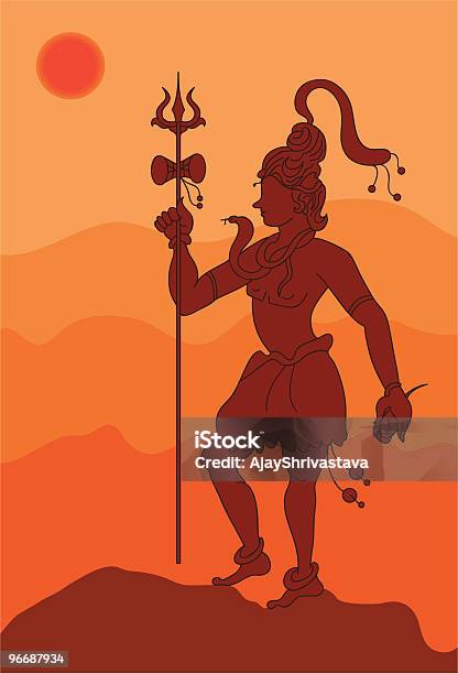 Sombra Shiv De - Arte vetorial de stock e mais imagens de Shiva - Shiva, Deus, Paisagem - Cena Não Urbana