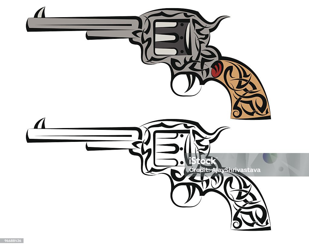 Tattoo Gun Tribal Tattoo Gun, Revolver, Pistol, weapon, Abstract stock vector