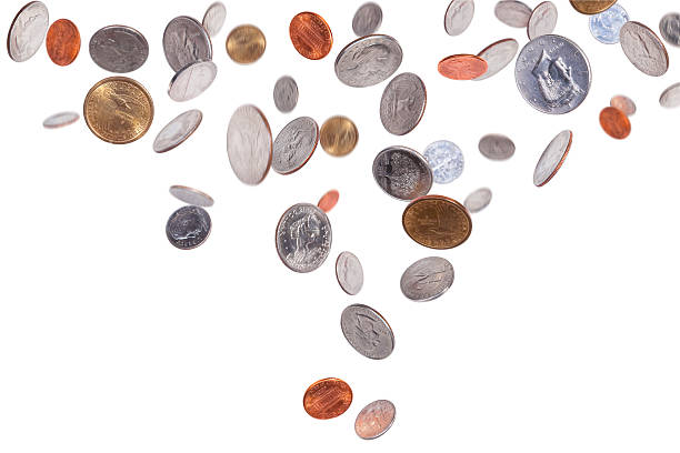 Falling American Coins stock photo