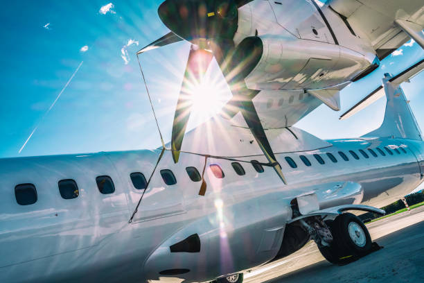 istock Twin engined turboprop aircraft 966893082