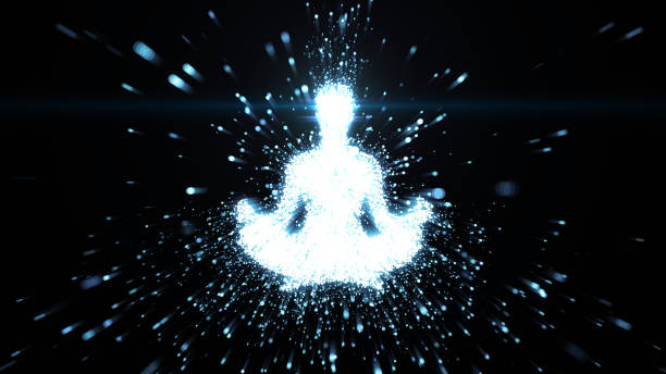 istock Meditating female figure radiating energy in space illustrating mindfulness 966893322