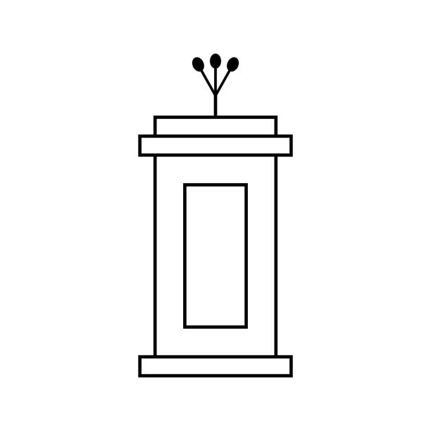 контур черной трибуны значок изолированы на белом фоне - black and white illustration technique broadcasting pedestal stock illustrations