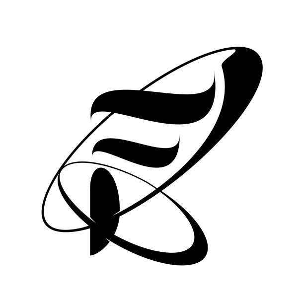 istock Abstract letter F logo design in black and white 966898058