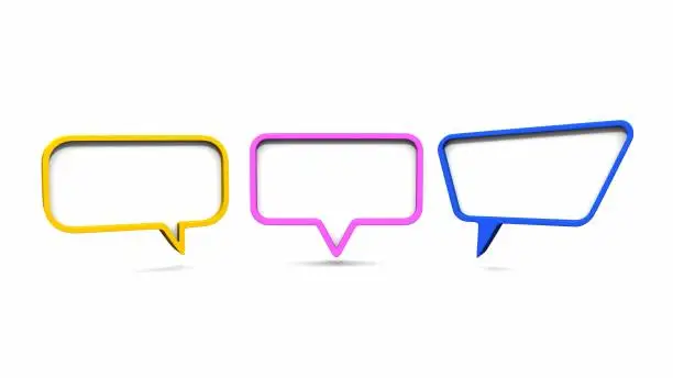 Photo of colorful dialog speech bubbles. 3D rendering