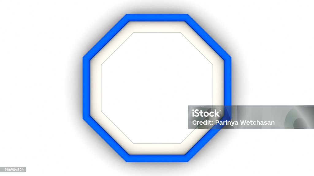 Blue Button Octagon Blue Blank Octagon Frame And Shadow On White Background 3d Rendering ...