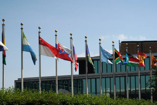 istock flags outside united nations building in new york 966905676