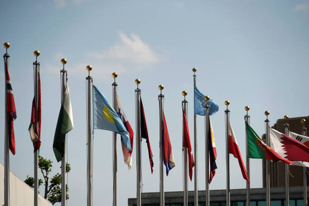 istock flags outside united nations building in new york 966905698