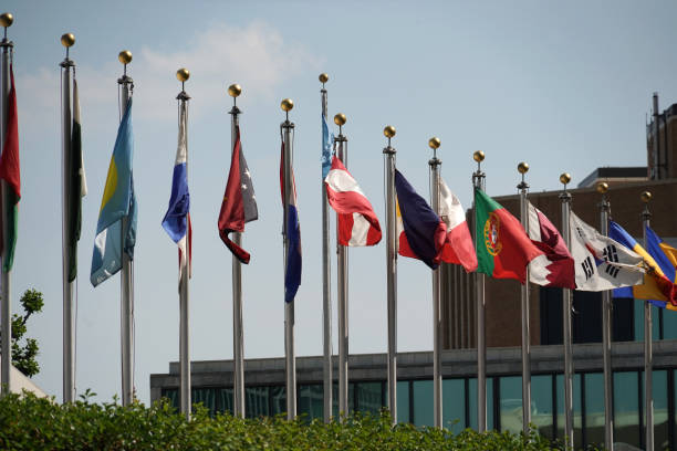 istock flags outside united nations building in new york 966905798