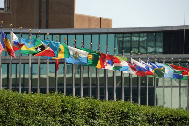 istock flags outside united nations building in new york 966905910