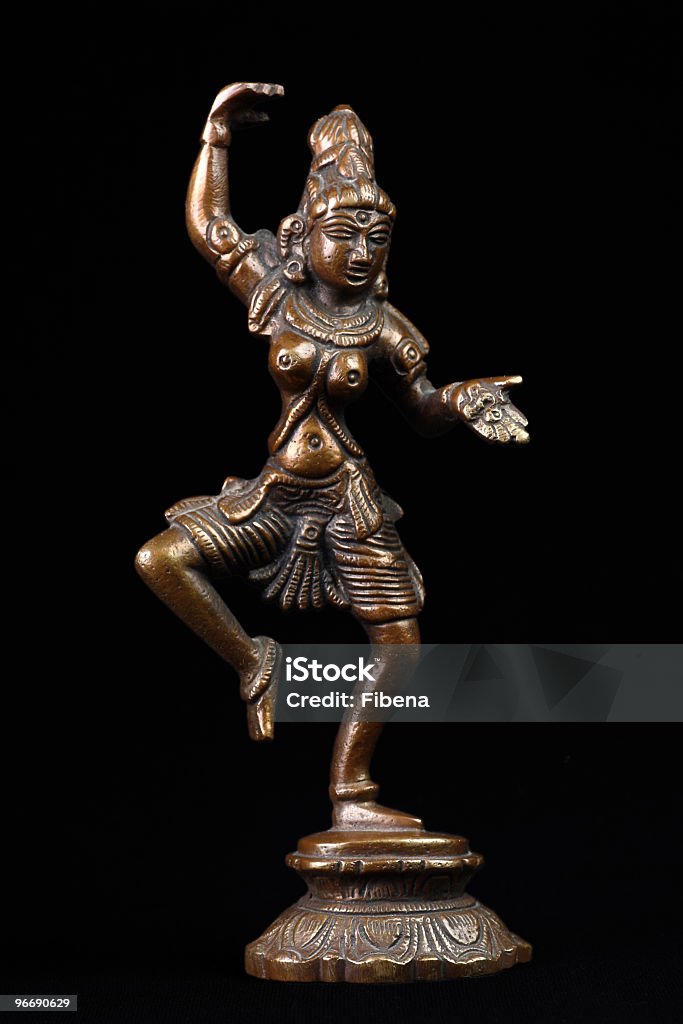 Brass sculpture of Shiva  Black Background Stock Photo