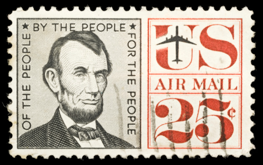 United states postage stamp with thomas jefferson figure.