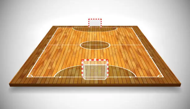 Vector illustration of Perspective vector illustration of hardwood Futsal court or field. Vector EPS 10. Room for copy