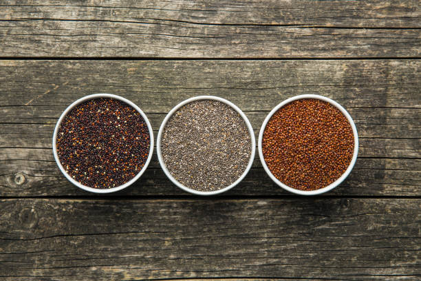 istock Red and black quinoa and chia seeds 966925920