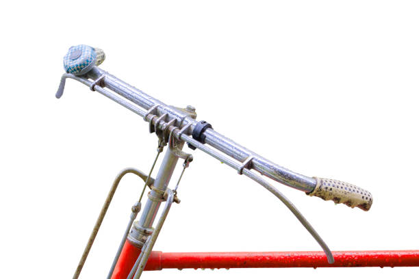 bicycle handle vintage red and  drop water isolated on white background and clipping path. select focus with shallow depth
