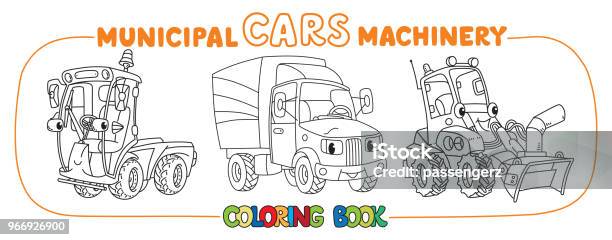 Funny Small Municipal Cars With Eyes Stock Illustration - Download Image Now - Baby - Human Age, Book, Boys