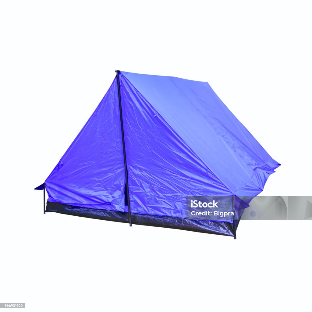 tent canvas blue accommodation camping relax  on white background Tent Stock Photo