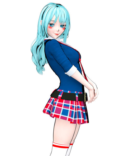 istock 3D japanese anime schoolgirl. 966932462