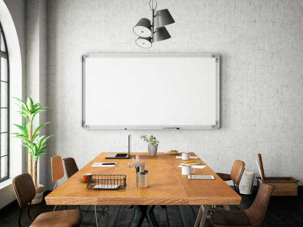 Office With White Board Stock Photo - Download Image Now