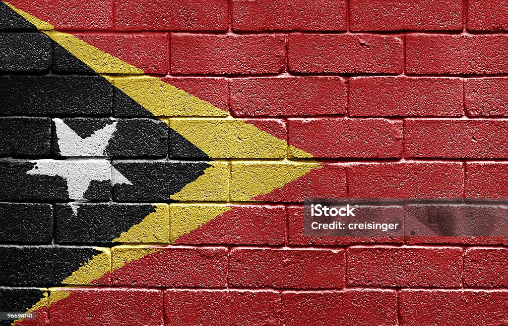 Flag of East Timor  Brick Wall Stock Photo